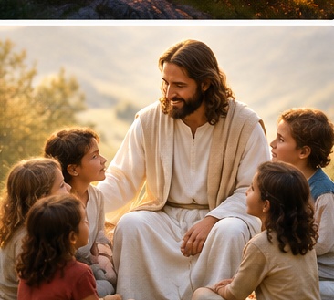 Jesus surrounded by children